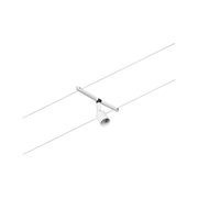White metal LED cable system spotlight with adjustable head for modern lighting solutions
