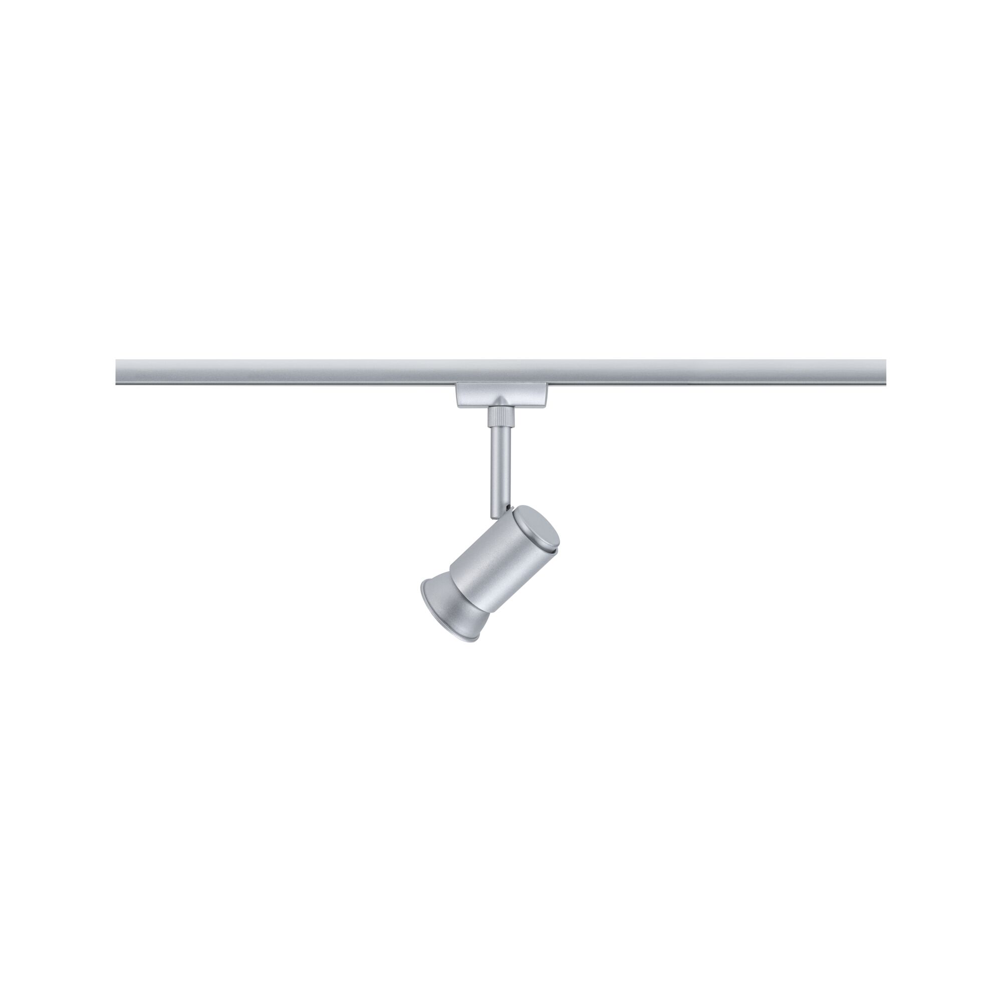 Spot LED en métal argenté sur rail pour un éclairage intérieur flexible