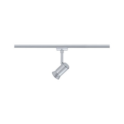 Silver metal LED spotlight on track system for flexible indoor lighting solutions
