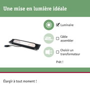 Luminaire LED noir avec câble pour solutions d'éclairage intérieur flexibles et installation simple