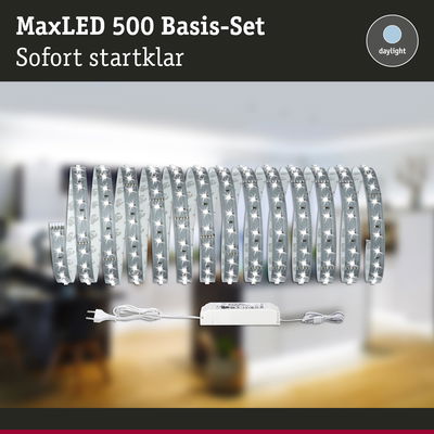 MaxLED 500 LED-Lichtband mit Netzteil in Weiß, Tageslichtfarbe für flexible Raumbeleuchtung