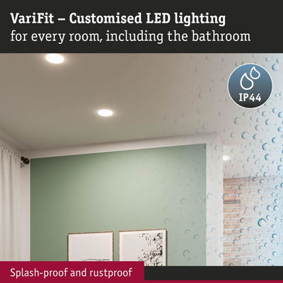 VariFit white LED recessed lights, splash-proof and rustproof, perfect for bathroom and room lighting