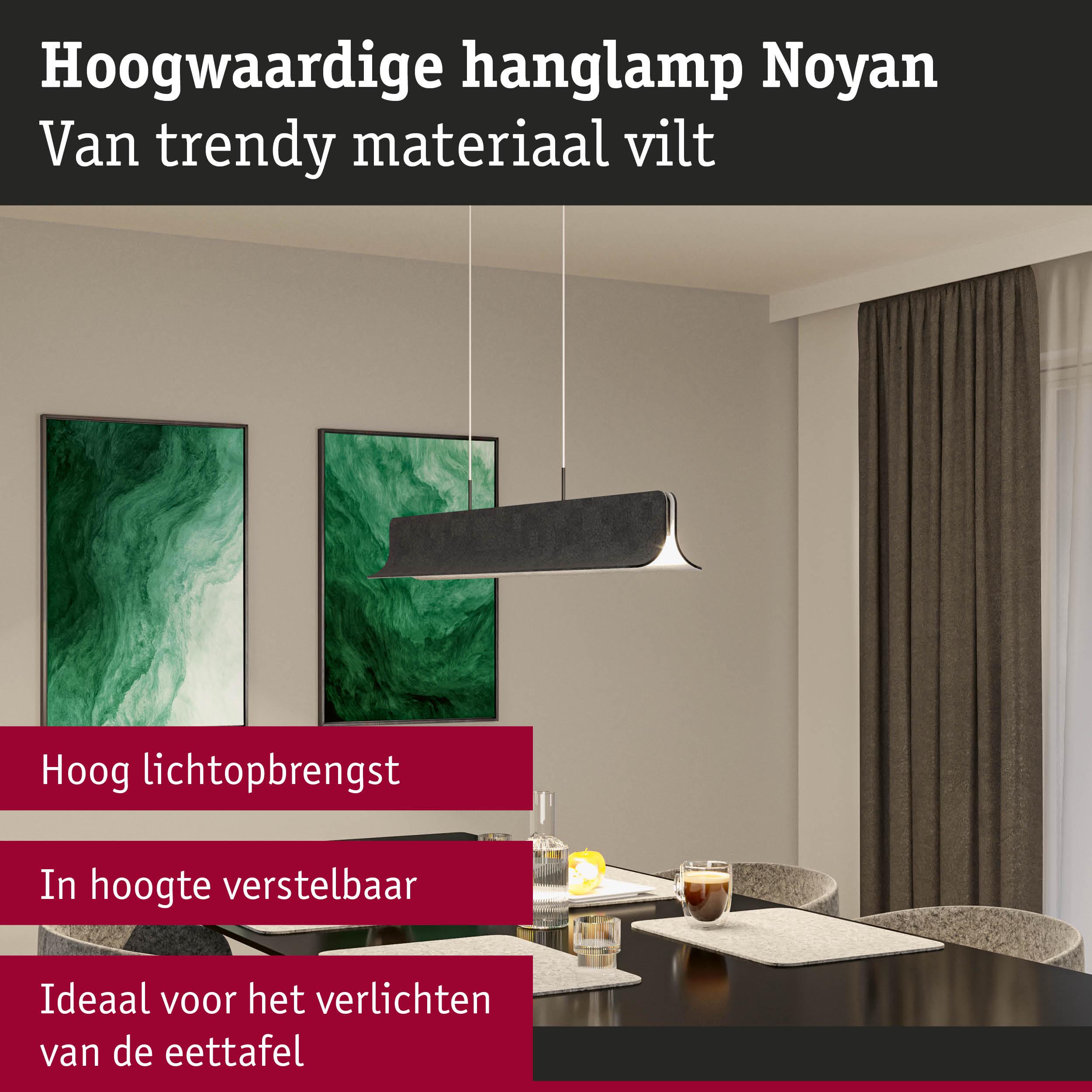 Hoogwaardige Noyan hanglamp van grijs vilt, in hoogte verstelbaar, ideaal voor eettafelverlichting