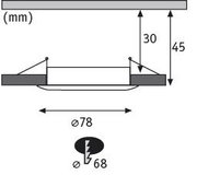 Technical drawing of a round LED recessed spotlight with 78 mm diameter and 45 mm height.