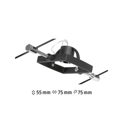 Schwarze LED-Seilstrahler-Halterung aus Metall mit verstellbaren Maßen 55x75x75 mm für moderne Beleuchtung