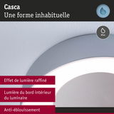 Plafonnier LED rond Casca gris avec indice IP44 et effet anti-éblouissement, parfait pour salle de bain