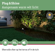 Tuinverlichting met warm wit LED-licht voor terras en tuin, energiezuinige plug & shine lamp