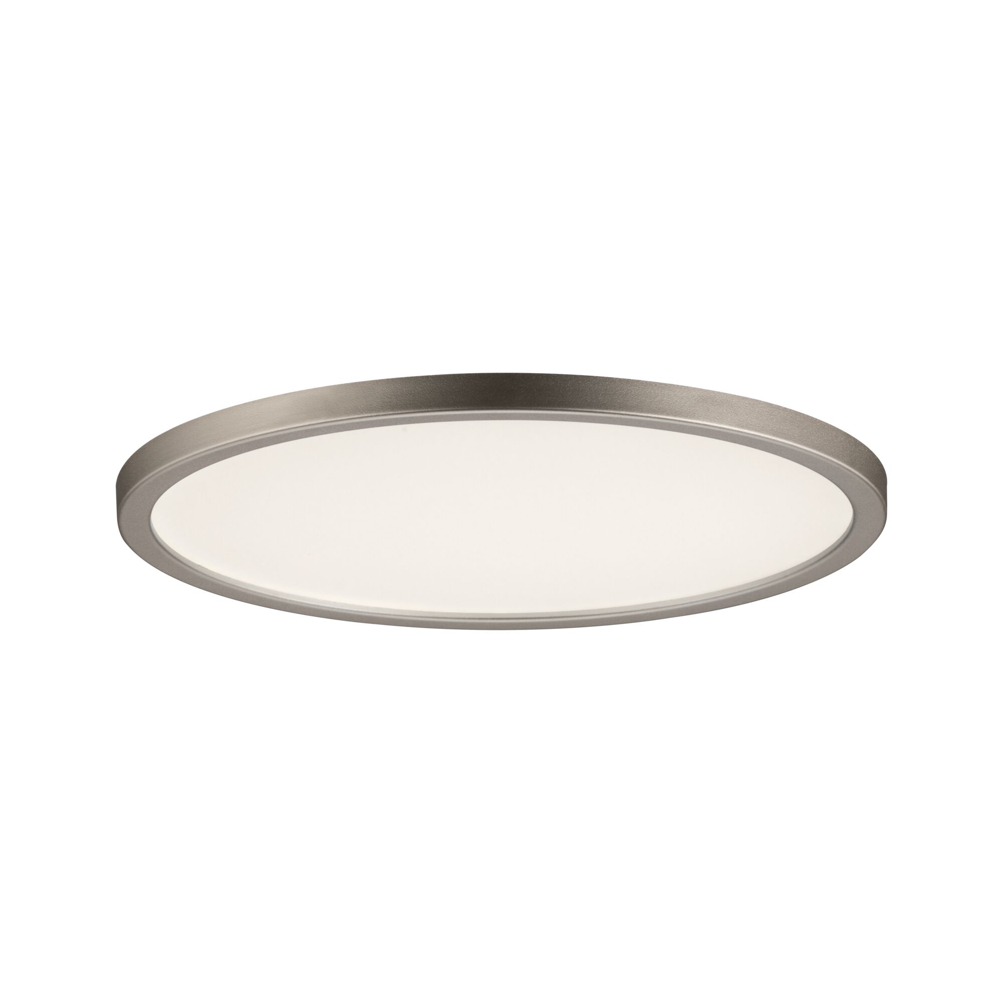 Round LED ceiling light with matte silver metal frame for modern indoor lighting