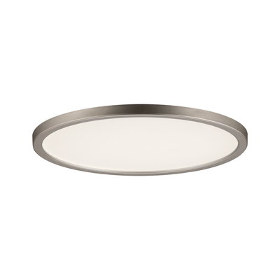 Plafonnier LED rond avec cadre métallique argent mat pour éclairage intérieur moderne