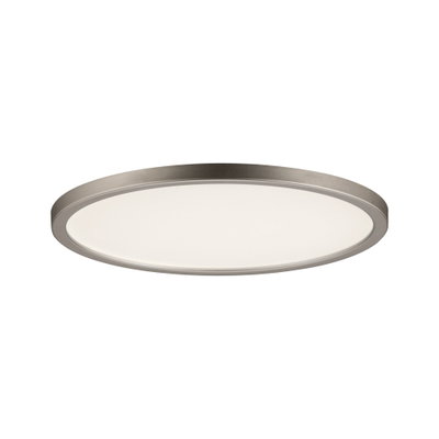 Plafonnier LED rond avec cadre métallique argent mat pour éclairage intérieur moderne