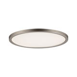 Plafonnier LED rond avec cadre métallique argent mat pour éclairage intérieur moderne