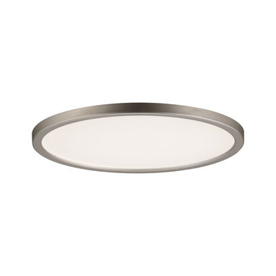 Plafonnier LED rond avec cadre métallique argent mat pour éclairage intérieur moderne