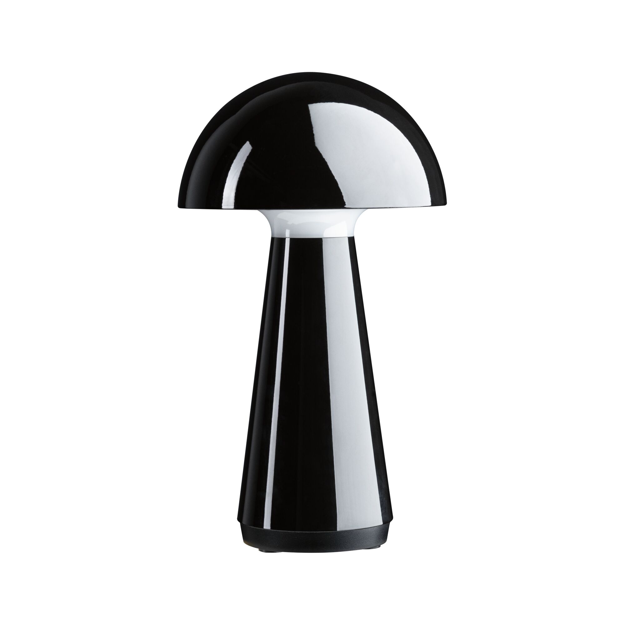 Schwarze LED-Tischleuchte aus Kunststoff mit pilzförmigem Design für moderne Wohnräume
