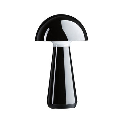 Schwarze LED-Tischleuchte aus Kunststoff mit pilzförmigem Design für moderne Wohnräume