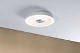 Round white LED ceiling light with textured diffuser and metal center for modern home lighting