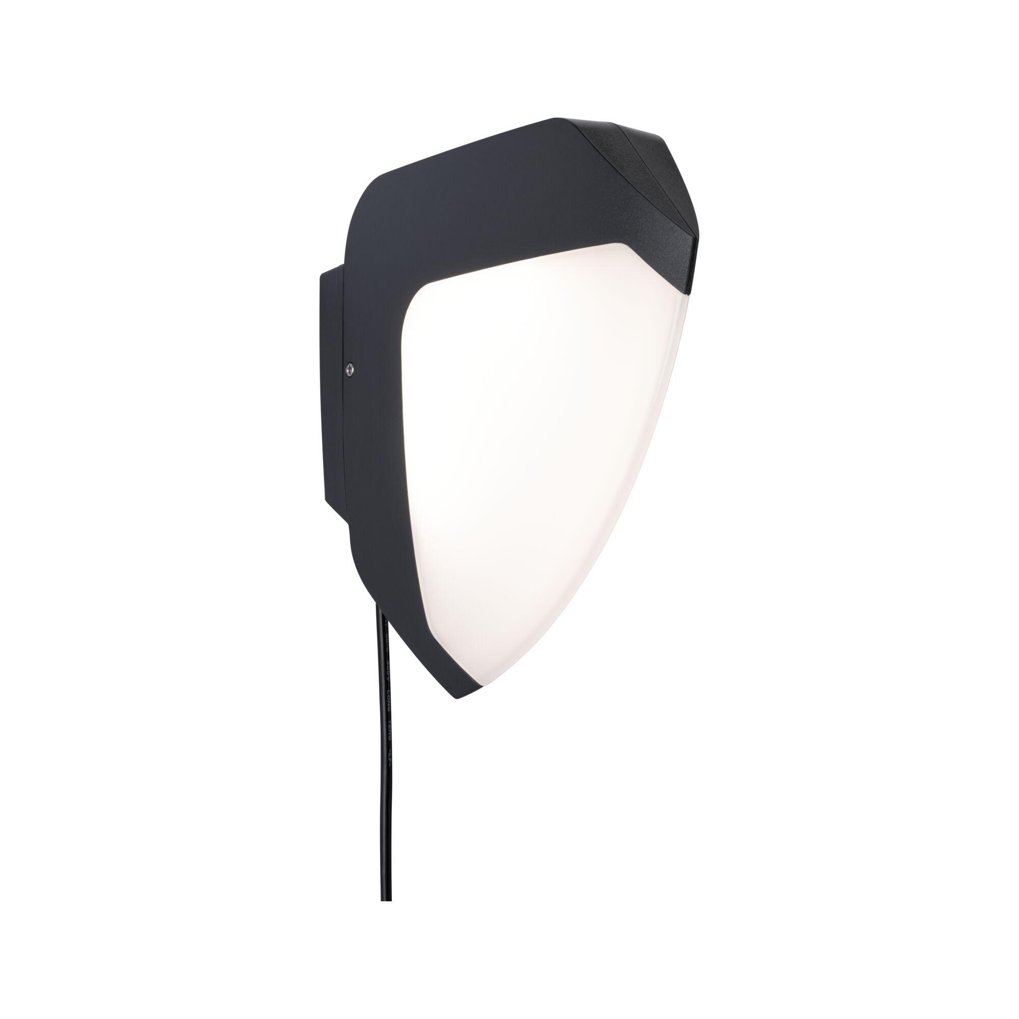 Black outdoor wall light with white plastic diffuser for modern exterior lighting solutions