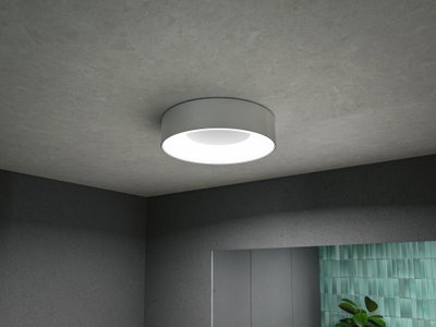 Runde weiße Deckenleuchte aus Metall mit warmweißem LED-Licht für modernes Raumambiente