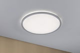 Round LED ceiling light with white diffuser and grey frame for modern room lighting