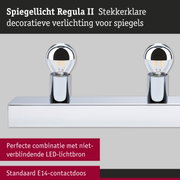 Spiegellamp Regula II van chroom met twee E14 fittingen voor decoratieve badkamerverlichting