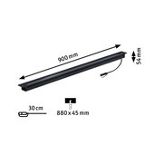 Schwarze LED-Einbauleuchte aus Metall mit 900 mm Länge und 54 mm Höhe für moderne Innenbeleuchtung