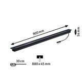 Schwarze LED-Einbauleuchte aus Metall mit 900 mm Länge und 54 mm Höhe für moderne Innenbeleuchtung