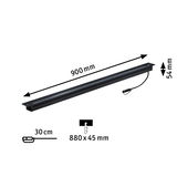 Luminaire encastré LED noir en métal de 900 mm de long et 54 mm de haut pour éclairage intérieur moderne