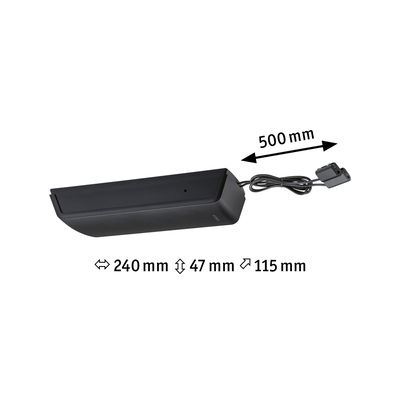 Schwarzes LED-Lichtprofil mit Kabel, Maße 240x47x115 mm, modernes Design für Innenbeleuchtung