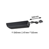 Sort LED-lysprofil med kabel, mål 240x47x115 mm, moderne indendørs belysningsdesign