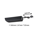Profilé lumineux LED noir avec câble, dimensions 240x47x115 mm, design moderne pour éclairage intérieur