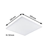 Plafonnier LED carré blanc en plastique, 595x595 mm, panneau encastré plat