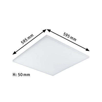 Vierkante witte LED-plafondlamp van kunststof, 595x595 mm, vlak inbouwpaneel