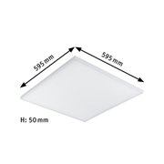 Quadratische weiße LED-Deckenleuchte aus Kunststoff, 595x595 mm, flache Einbauleuchte