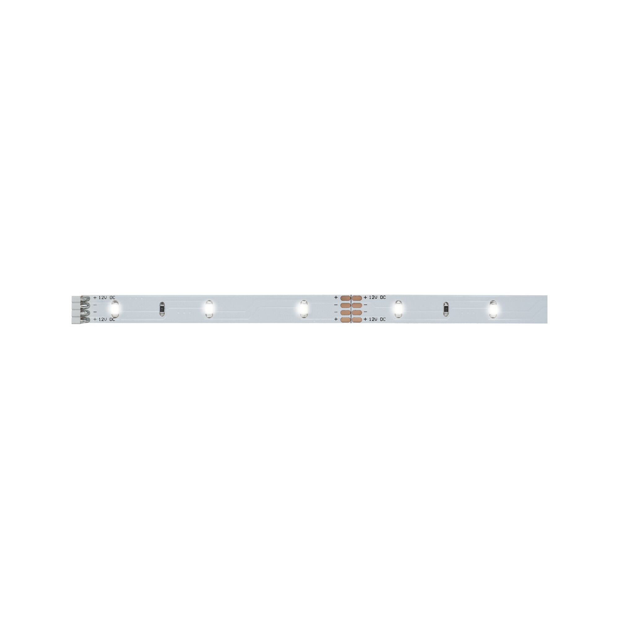 Witte LED-strip met 12V DC aansluiting voor energiezuinige verlichtingsoplossingen.