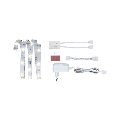 LED strip light set with warm white LEDs, power adapter and controller for flexible lighting