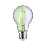 Ampoule LED avec verre teinté vert sur moitié et culot E27 pour éclairage économique