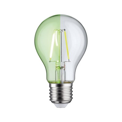 LED-Leuchtmittel mit halb grün getöntem Glas und E27-Fassung für energiesparende Beleuchtung