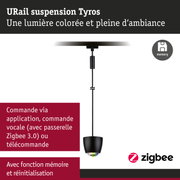 Suspension URail Tyros noire avec lumière colorée et commande Zigbee intégrée