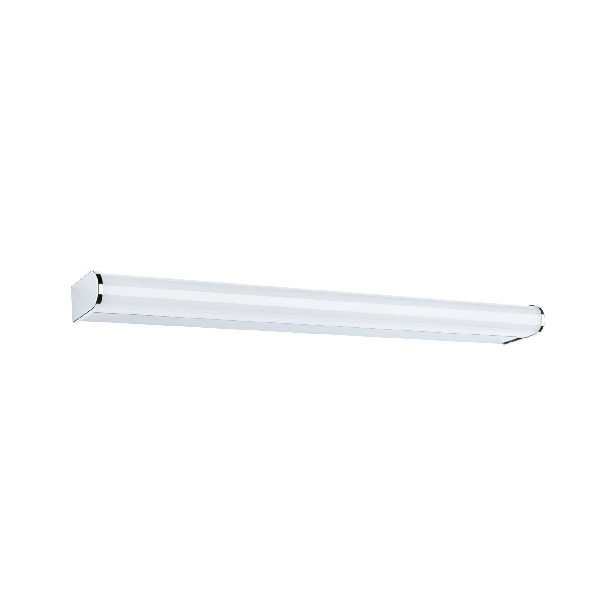 Schlanke weiße LED-Wandleuchte mit Chrom-Endkappen für moderne Innenbeleuchtung