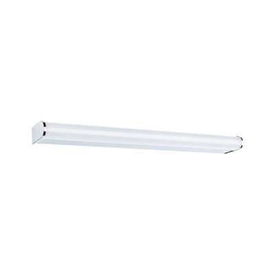 Schlanke weiße LED-Wandleuchte mit Chrom-Endkappen für moderne Innenbeleuchtung