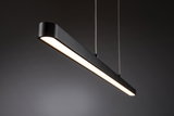 Schwarze LED-Pendelleuchte aus Metall mit warmweißem Licht für moderne Innenräume