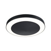 Round black metal LED ceiling light with white glowing ring for modern home lighting