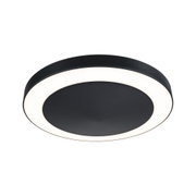 Plafonnier LED rond en métal noir avec anneau lumineux blanc pour un éclairage moderne