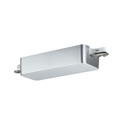 Rectangular silver aluminum housing for LED track lighting with mounting clips