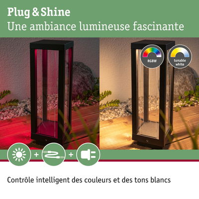 Lanterne LED extérieure noire avec changement de couleur RGBW et blanc réglable pour éclairage de jardin