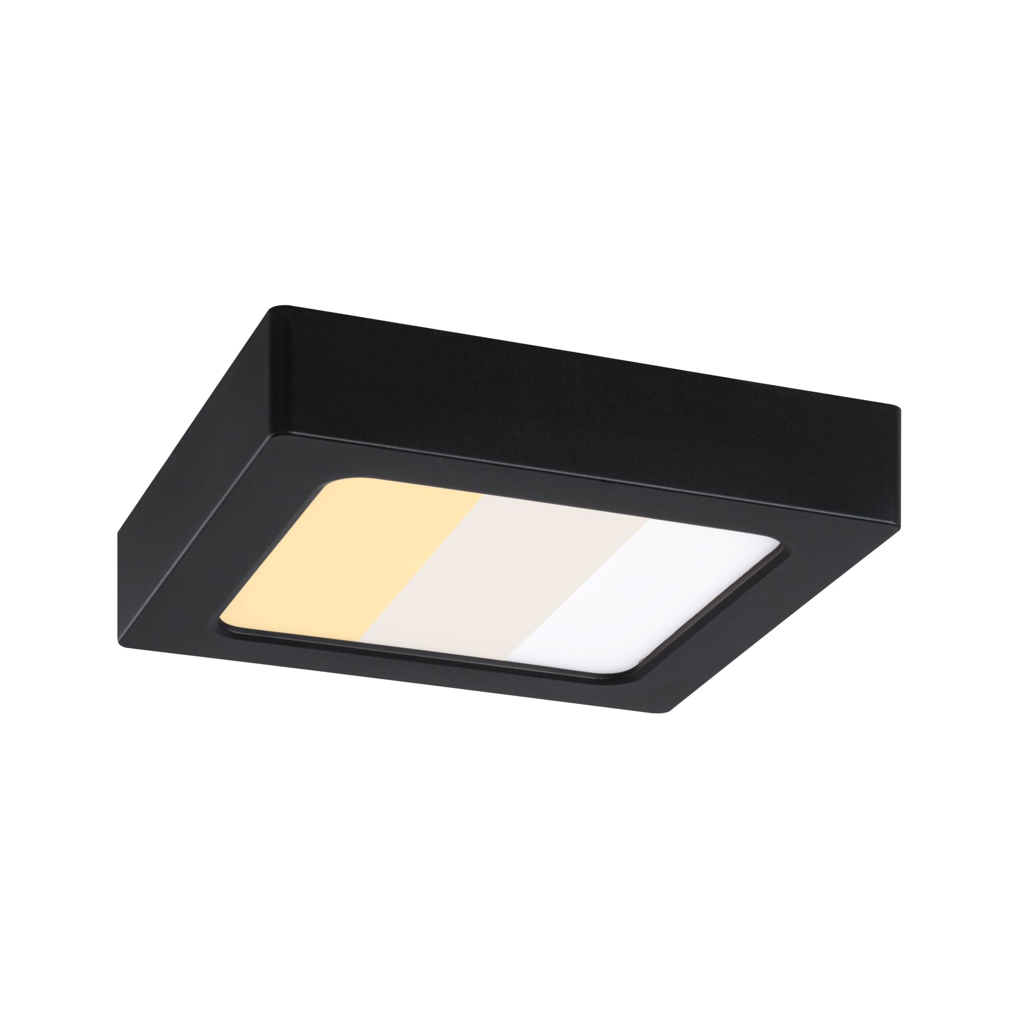 Schwarze quadratische LED-Deckenleuchte mit einstellbarer Farbtemperatur und modernem Design