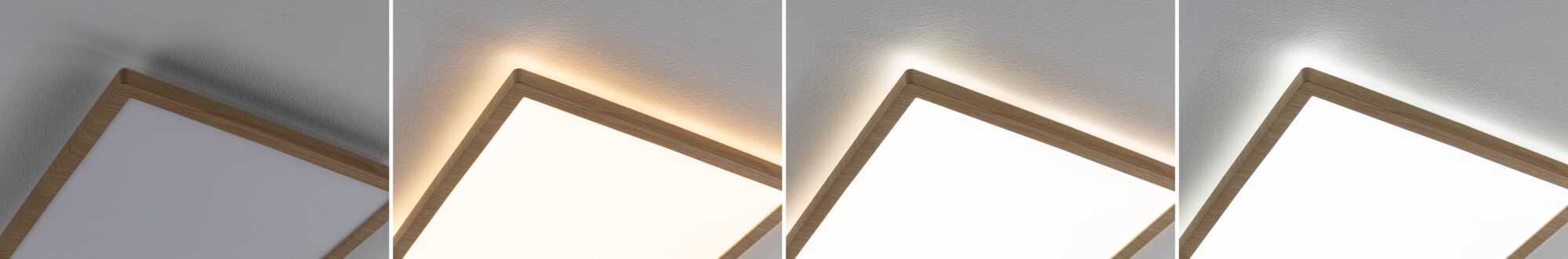 Modern vierkant plafondlicht met houten frame en instelbare LED-achtergrondverlichting voor woonruimtes