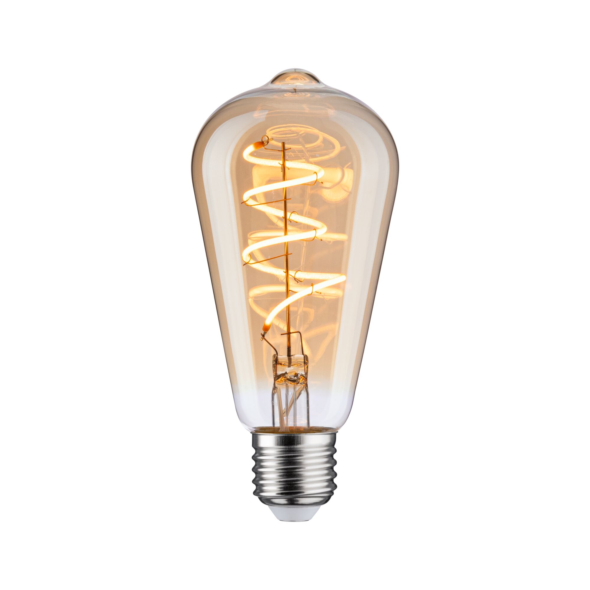 Vintage Edition Standard 230 V LED-kolbe ST64 E27 250lm 5W 1800K dæmpbar Guld Vintage LED-pære med ravfarvet spiralfilament og E27-fatning til dekorativ belysning