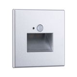 Square silver aluminum LED wall recessed light with motion sensor for indoor use