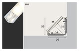 Technische tekening en close-up van wit LED-aluminiumprofiel met afmetingen in mm voor LED-verlichting.