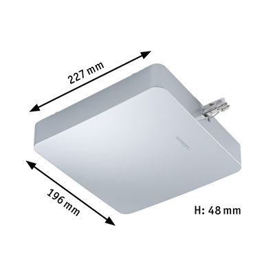 Square white LED ceiling light made of plastic measuring 227x196x48 mm for modern lighting